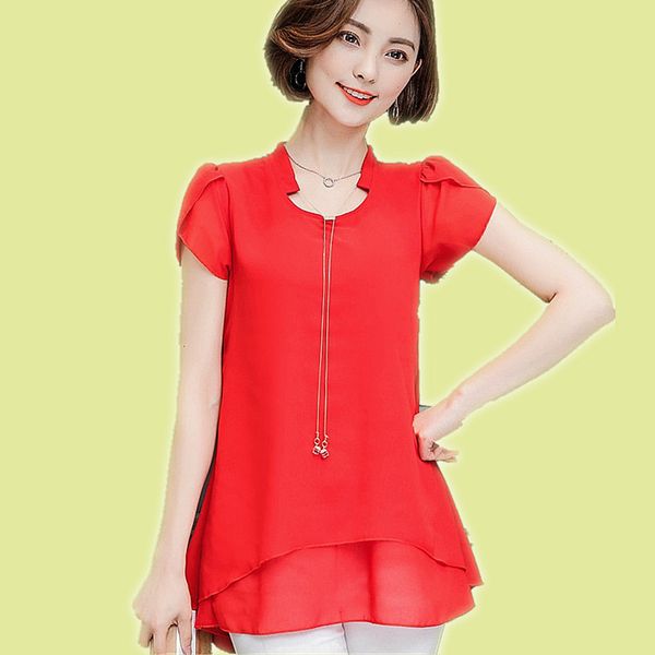 

woman blouses for women 2019 new summer elegant v neck loose blouses shirts plus size women clothing blusas causal femininas, White