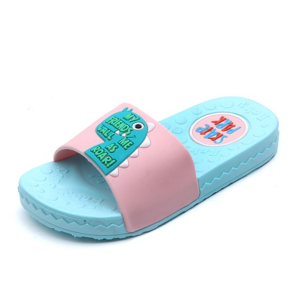 

2020 kids slippers for boys girls home slippers summer cute sandals children cartoon dinosaur flip flop outdoor non-slip shoes, Black;red