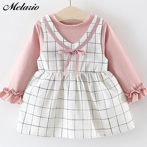 

melario new children clothing girls fake two-piece sling dress autumn cotton princess dress baby girls clothes cute baby, Red;yellow