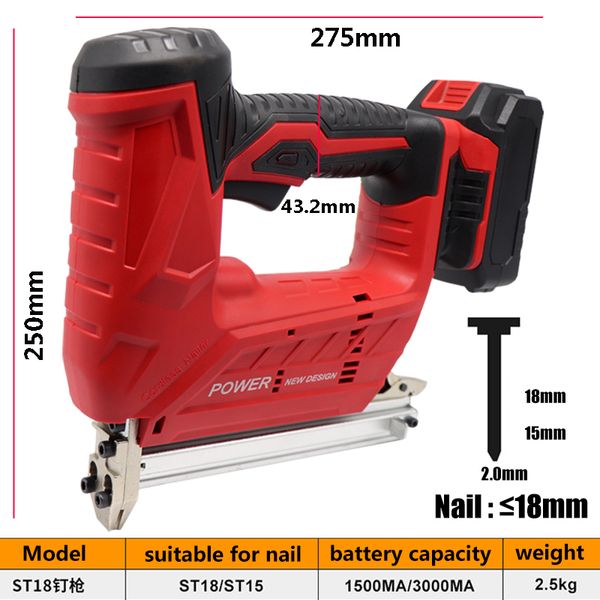 

wireless electric stainless steel f30 nail guns 1500/3000ma 18mm nailer stapler tools for furniture frame carpentry wood working