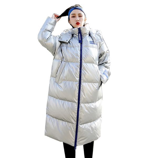 

fashion hooded parka winter jacket women long down cotton coat female korean casual loose outerwear warm cotton parkas coats, Black
