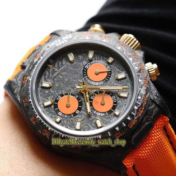 

refit version 116520 116500 carbon fibre case orange dial eta 7750 chronograph automatic 78590 mens watches sapphire satch sport watches, Slivery;brown