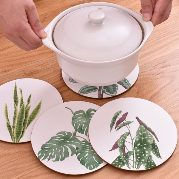 

cfen a's plant round pot mat place mats bowls pad wood potholder kitchen table mat teapot 1pc