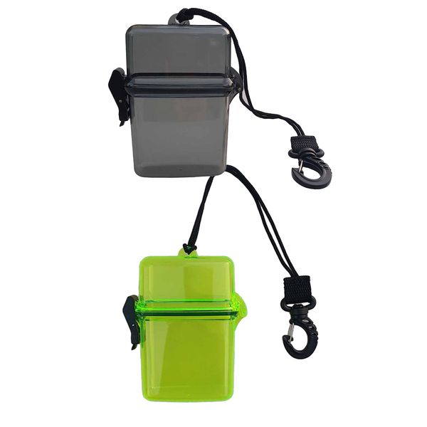

2pcs waterproof dry box container clip for scuba diving surf transparent