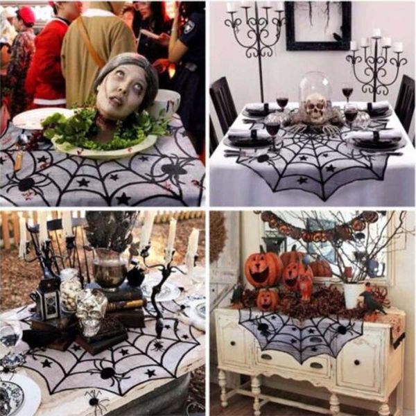 

halloween spider round web tablecloth fireplace table decor er covers dinner