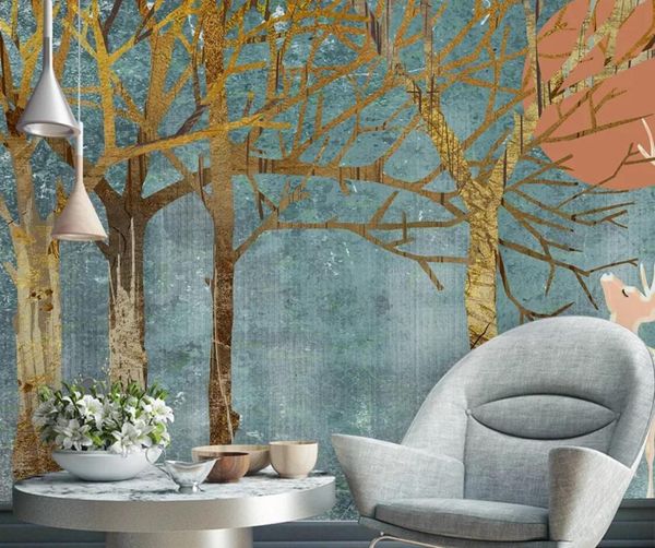 

abstract tree elk wallpaper murals 3d wallpapers for living room bedroom wall decor large p mural deer animal wall papers