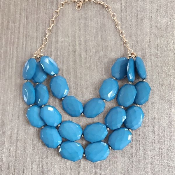 

new three layers geometric acrylic beaded statement collar necklace, Silver