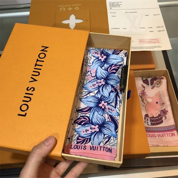

with box luxury designer imitated silk fabric ribbon multifunctional headscarf bow tie hair ribbon handbag, Blue;gray