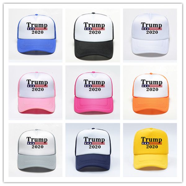 

trucker caps trump 2020 hats candy color mesh patchwork baseball ball cap snapback women men summer visor cap sport casquette sunhats d22404, Yellow