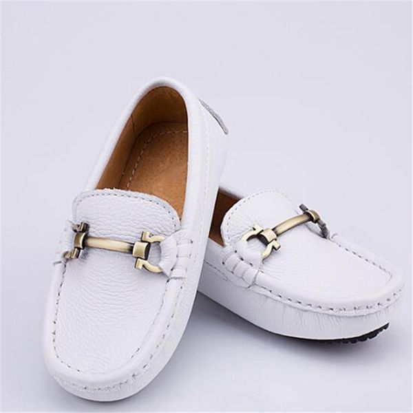 Novos sapatos infantis, vestido de couro genuíno branco preto para crianças mocassivas para bebês aluno respirável Sapatos de primavera/outono infantil 02b