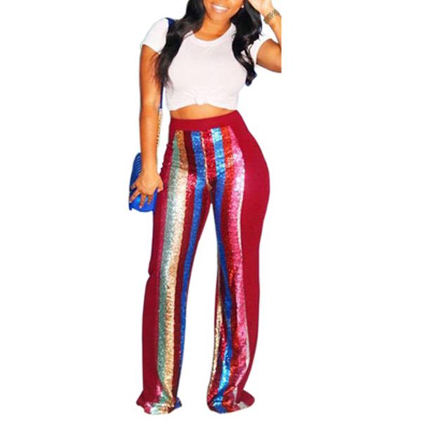 

fashion bead wide leg pants sequined patchwork cargo pants women vintage trousers joggers high waist bell bottom, Black;white