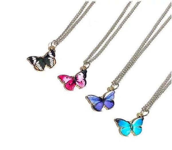 

2020 european and american popular necklace independent design multicolor butterfly charm pendant necklace men women jewelry holiday gifts, Silver