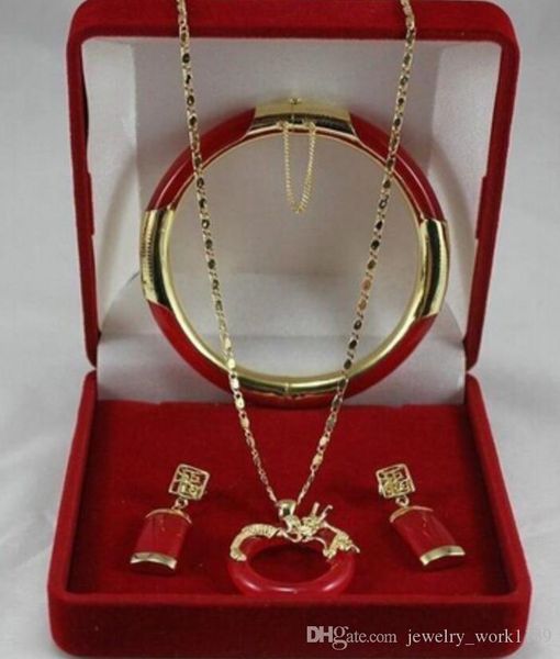 

necklace beautiful circle dragon pendant necklace earring bracelet set, Black