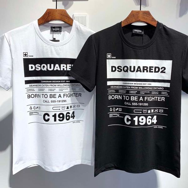 

2020ss spring and summer cotton men's t-shirt luxury o-neck t-shirt short sleeve print d2 t-shirt size m-xxxl j7495, White;black