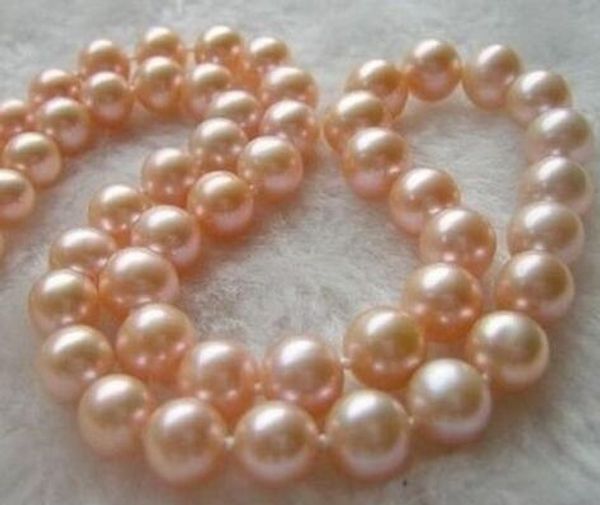 

18 inches 9-10mm south sea rose gold pearl 925 silver pearl necklace