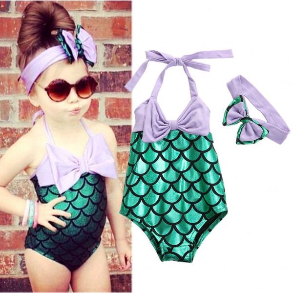 

2-7 years one-piece cute princess kids baby girls mermaid swimwear bikini set swimsuit bathing suit beachwear