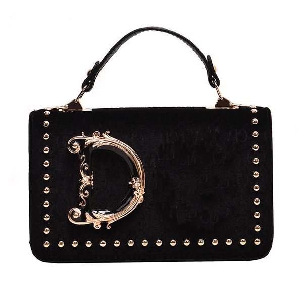 

small bag for women 2019 autumn and winter new fashion velvet handbag wild rivet letters crossbody shoulder bags bolsa feminina