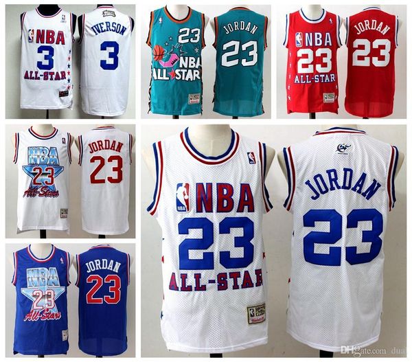 

mens 23 michael jordan retro white blue red green jersey chicago bulls all-star stitched nba basketball mesh vintage jerseys, Black