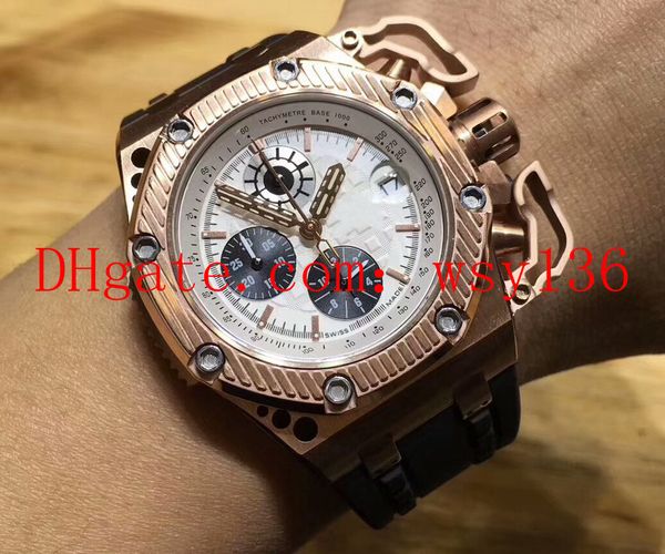 

ограниченная серия мужские часы royal oak offshore survivor хронограф кварцевые мужские часы 18 карат розовое золото человек часы, Slivery;brown