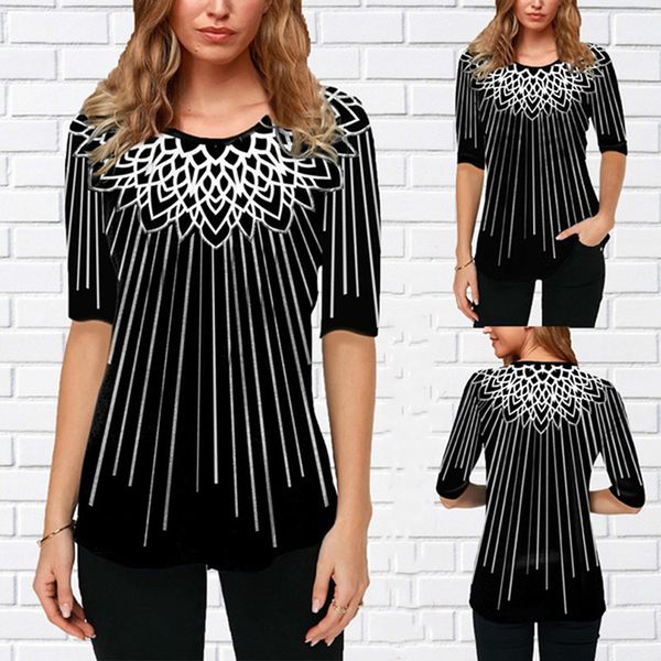 

women's t-shirt plus size 2xl women elegant summer fashion elasticity female casual loose ladies print half sleeve tee shirt, White