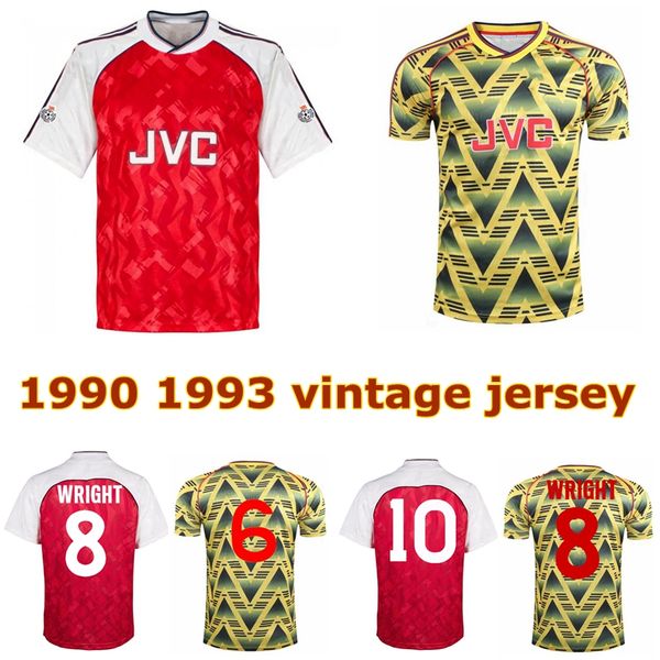 

1990 1991 1992 1993 ian wright tony adams cole retro soccer jersey rocastle dixon campbell merson smith classic vintage football shirt, Black;yellow