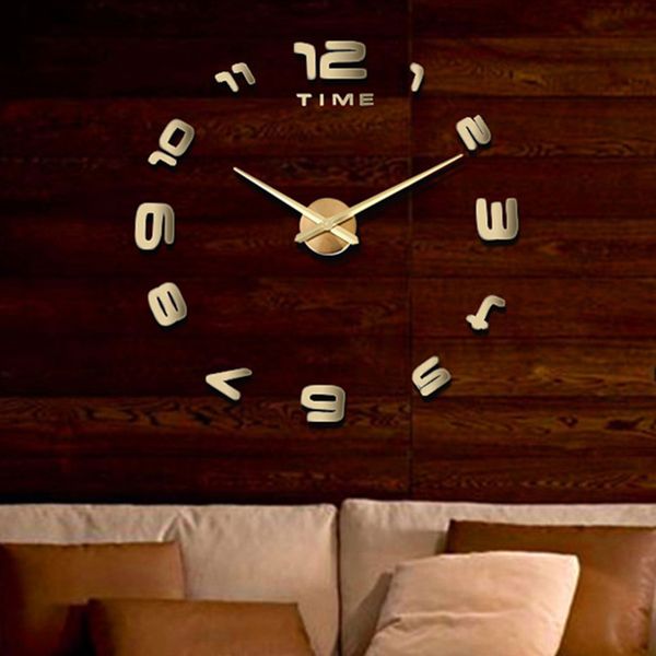 

1*acrylic mirror number wall sticker clock silent diy living home decor 80-120cm