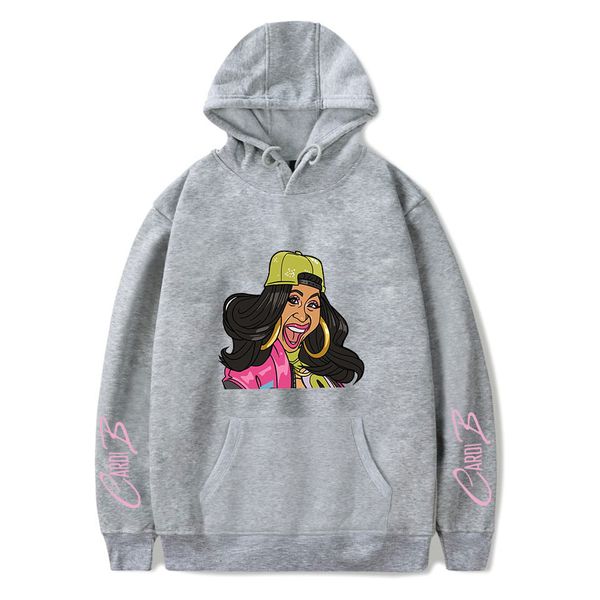 

famous rap vocal performance cardi b hoodies women's sweatshirts hiphop streetwear men'sfashion soft cozy coats brief hoody warm, Black