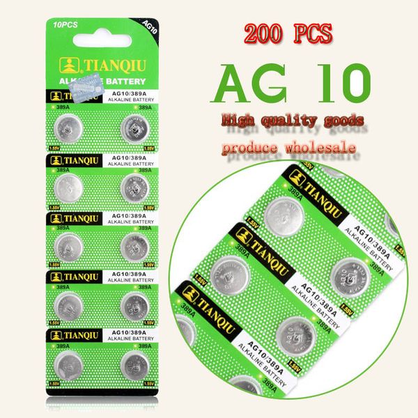 

200 pcs factory supply wholesale ag10 button battery lr726 397 396a sr726 196 sr59w sr726sw 1.5v alkaline for watch toys affordable