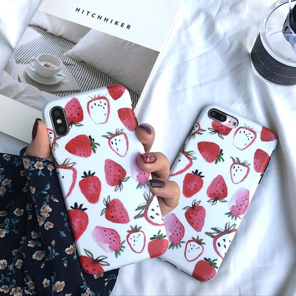 

2 in1 new strawberry pattern brand design mobile phone case for iphone xs max xr x 7 7plus 8 8plus 6 6plus hard back cover