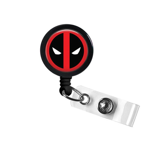

deadpool logo symbol p glass bottle cap retractable id badge reel, Silver