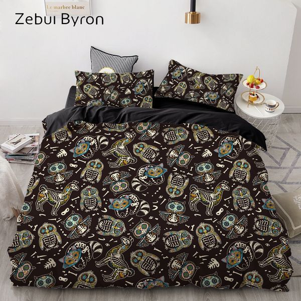 

3d cartoon kids bedding set for children/baby,custom/king/europe duvet cover set,quilt/blanket cover set,skull owl bedclothes