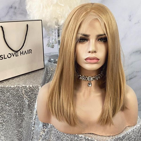 

lace wigs 13x4 ombre #27 honey blonde 200% front human hair for women short bob straight wig remy brazilian slove, Black;brown