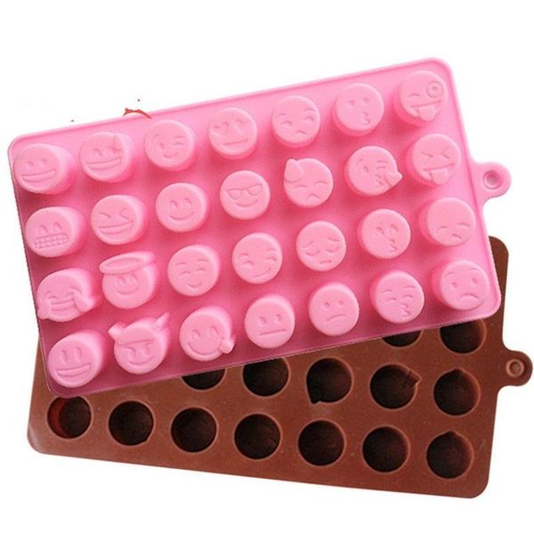 

28 grid qq emoji mold diy chocolate mould ice tray smiling face pattern die silica gel food grade baking tools 2 8hq c1