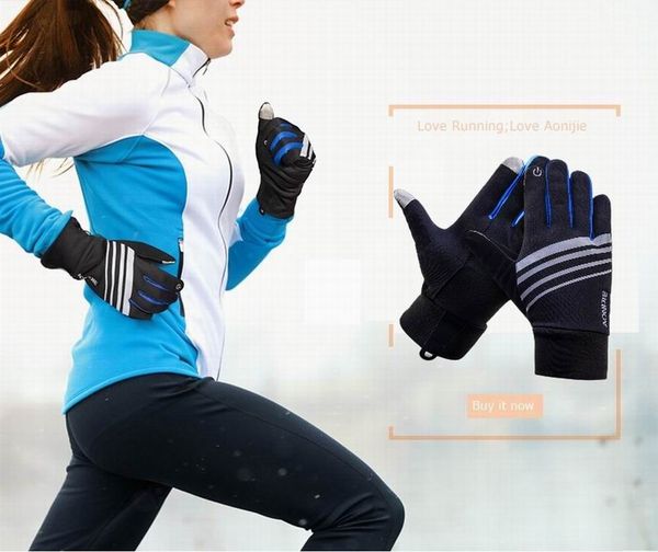 

outdoor sports gloves tounch screen wear-resistant anti-skid gloves running cycling camping warm for men women, Black
