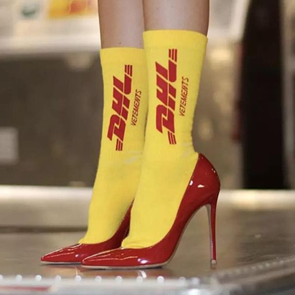 

kanye vetements dhl socks street skateboard fashion sports sockings letter print socks spring summer football tube socks hflswz017, Black
