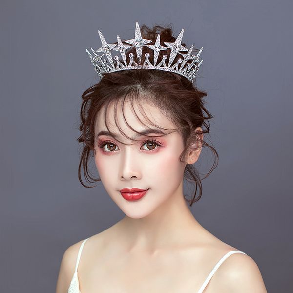 

bride crown new starfish rhinestone headband headdress performance studio accessories style fashion luxury sweet romantic, Golden;white