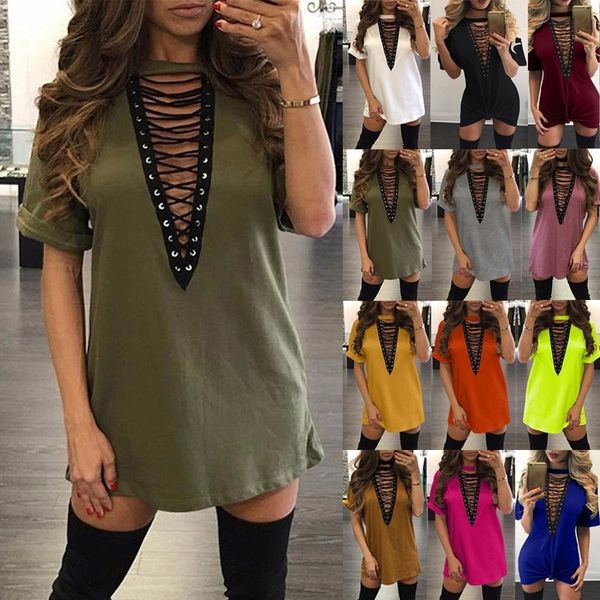 

женщины платье v -neck мини платье повседневные платья с коротким рукавом размер повязки plus, Black;gray