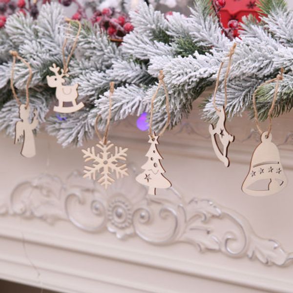 

10pcs/lot christmas wood chip trees ornaments xmas hanging pendant decoration gifts