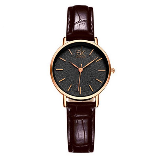 

2019 leather band belt ladies watch women waterproof watches luxury female jewelry quartz wristwatch, Slivery;brown