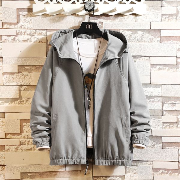

2020 spring new style japanese-style white brick wall large size solid color open wire hooded coat m-5x hj20, Black;brown