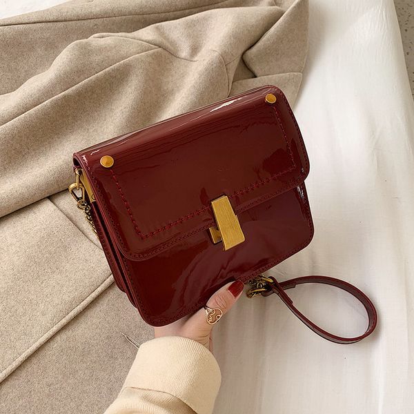 

women handbag 2020 new brand designer fashion patent leather chain crossbody messenger bag vintage small square shoulder bag