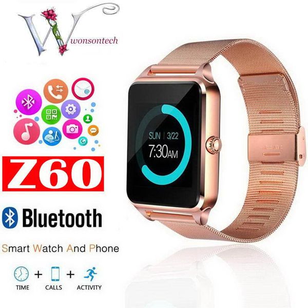 

Smart Watch Z60 SmartWatches из нержавеющей стали Беспроводные интеллектуальные часы Поддерж