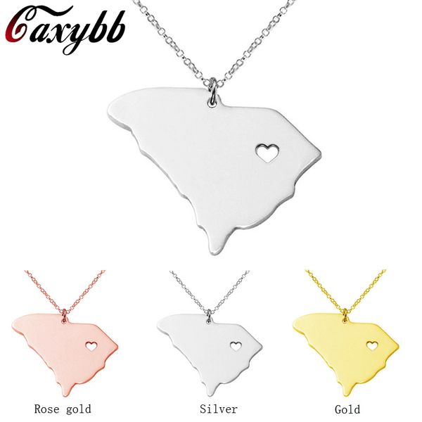 

south carolina necklace state charm pendant personalized map necklaces, state map necklace custom any pendants fth-cn37, Silver