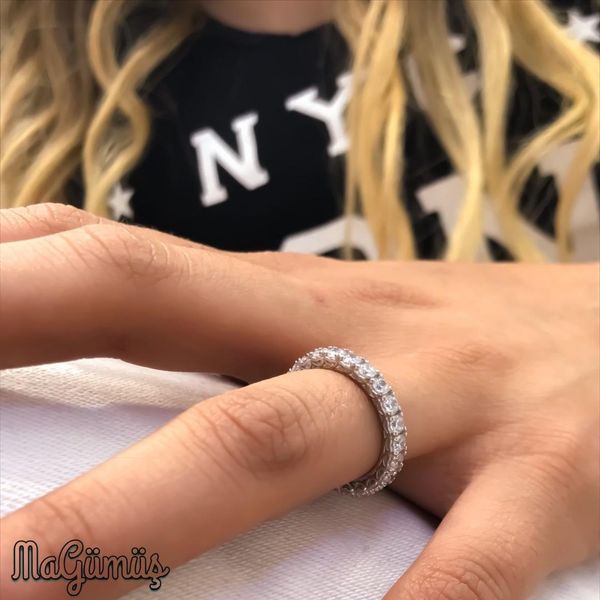 

diamond model single row zircon stone tamtur silver ring, Golden;silver