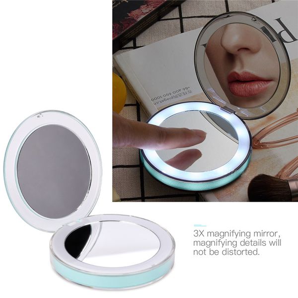 Led Light Double Sided Mini Makeup Mirror 3x Magnifying Folding - Handheld Magnifying Makeup Mirror Led Light Double Sided Mini Makeup Mirror 3x Magnifying Folding - Handheld Magnifying Makeup Mirror
