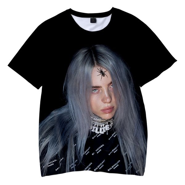 

singer billie eilish new print tshirt children's wear boy/girl kid casual billie eilish print t shirt short sleeve clothes, White;black