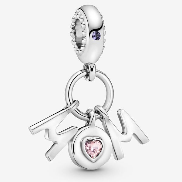 

fit pandora 100% 925 silver bracelet charm mom letters dangle style charms beads bracelets bangle gift diy jewelry original logo, Black