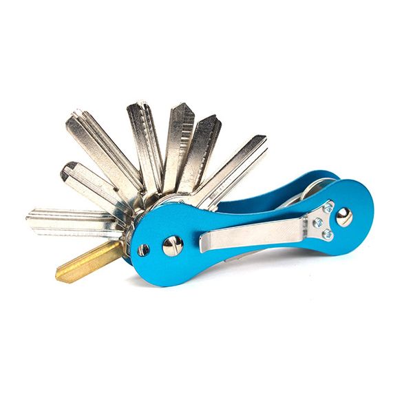 

diy keys holder pocket key organize smart key ring wallets metal car collector housekeeper chain ring tools, Red;blue