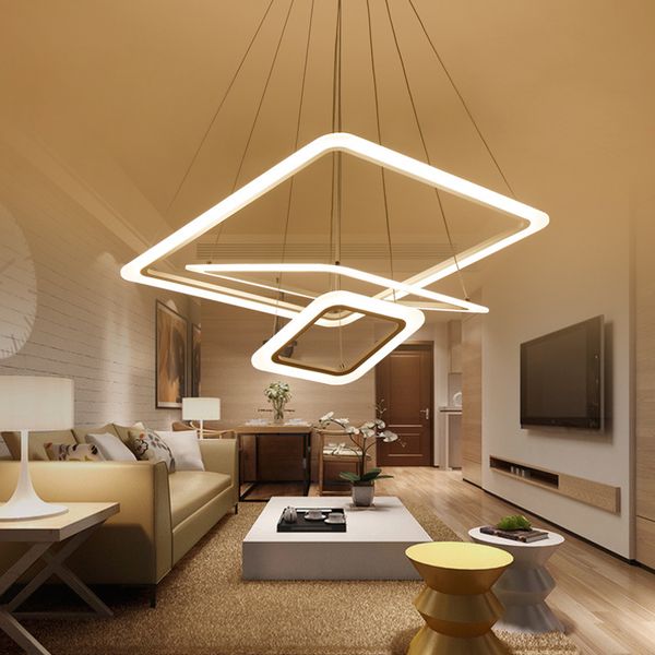 

modern 4 square rings led pendant lights for living room dining room light pendant lamp hanging ceiling luminaire led lamp
