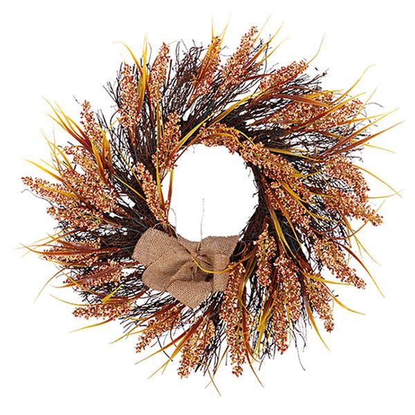 

autumn simulation grain wreath wheat cereal crop wreath thanksgiving decorative home decor door wall hanging decoration